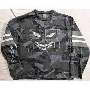 Disturbed Shirt 25th Anniversary Tour Jersey Style Crew Neck Camo Sweatshirt XXL